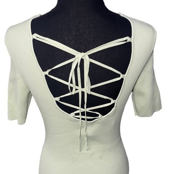 NWT! Maje Rib-Knitted Fitted Scoopback Midi Dress - Large (MSRP: $415) - Picture 13 of 16